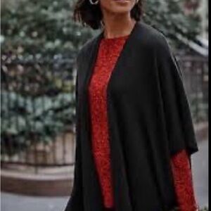 J Jill Women’s Sweater Open Cardigan Kimono Black Size Small thru Large One Size